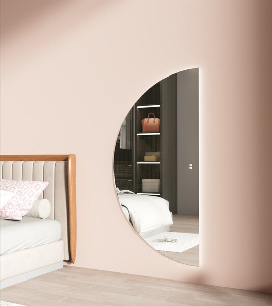 Erga Kori, oglinda LED semicirculara 70x140cm, 2875 lm, 3 culori deschise, ERG-V01-KORI-7014-CL