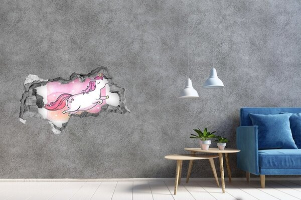 Fototapet 3D gaură în perete Unicornul sărind
