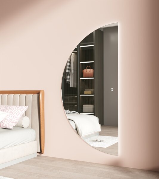 Erga Kori, oglindă LED semicirculară 80x160cm, 3220 lm, 3 culori de lumină, ERG-V01-KORI-8016-CL