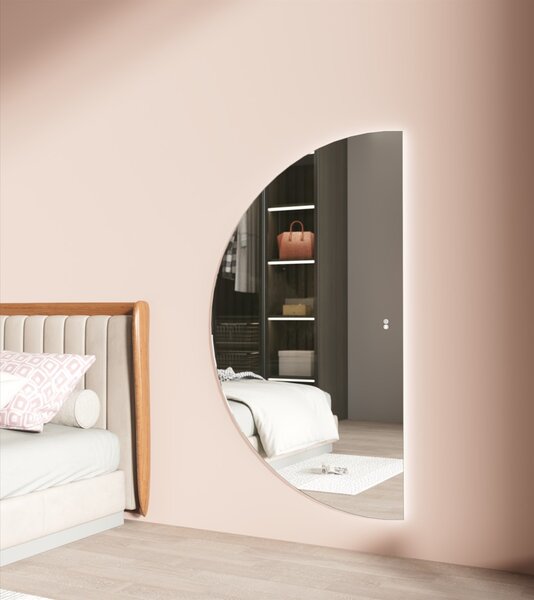 Erga Kori, oglinda LED semicirculara 80x140cm, 3105 lm, 3 culori deschise, ERG-V01-KORI-8014-CL