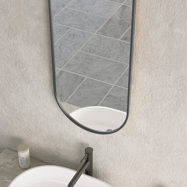 Erga Oval, oglindă ovală 35x90cm, ramă neagră, ERG-V01-OVAL-3590-BK