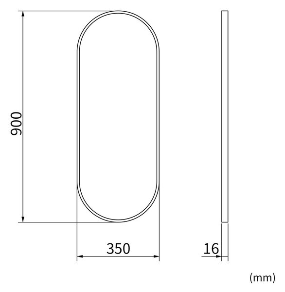 Erga Oval, oglindă ovală 35x90cm, ramă aurie, ERG-V01-OVAL-3590-GD