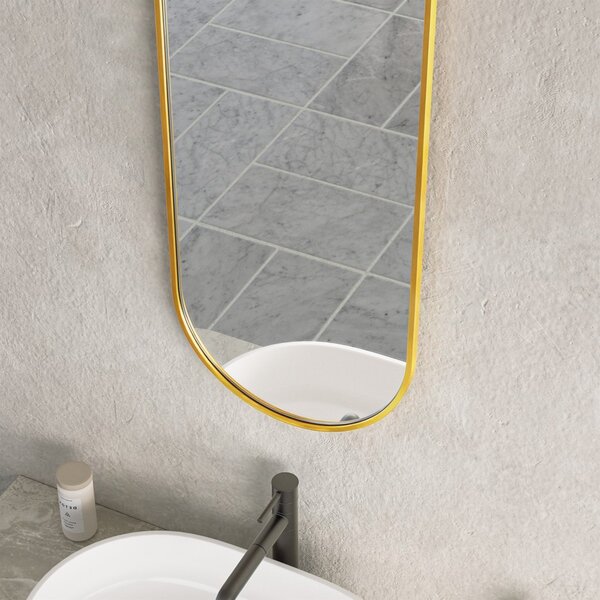 Erga Oval, oglindă ovală 35x90cm, ramă aurie, ERG-V01-OVAL-3590-GD