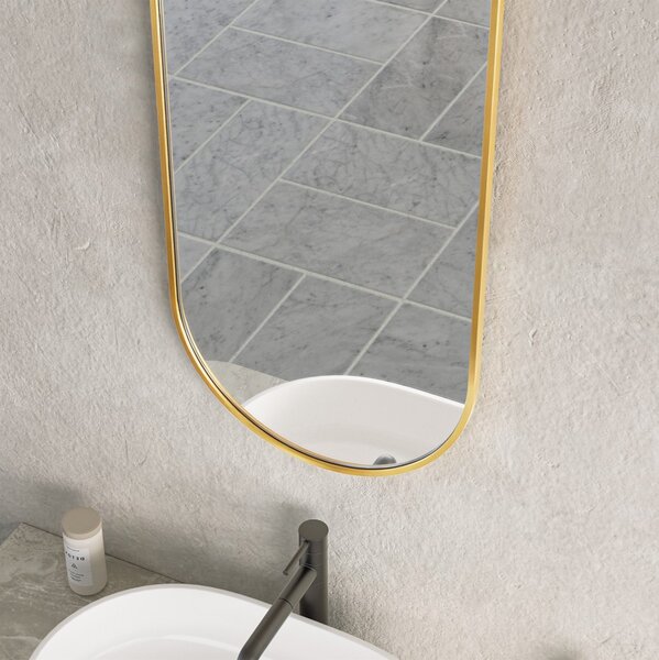 Erga Oval, oglinda ovala 40x90cm, rama aurie, ERG-V01-OVAL-4090-GD