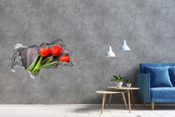Autocolant gaură 3D Flori în beton