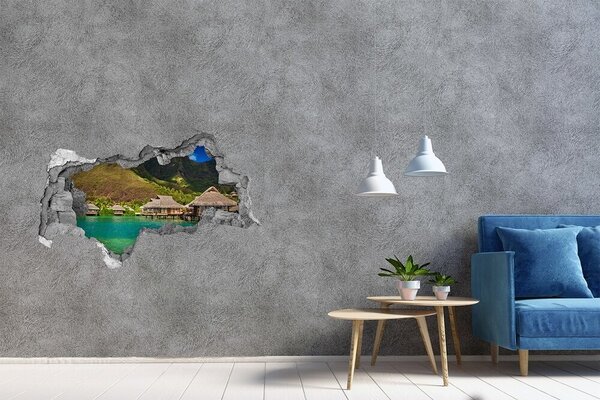 Autocolant gaură 3D O oază tropicală printre munți