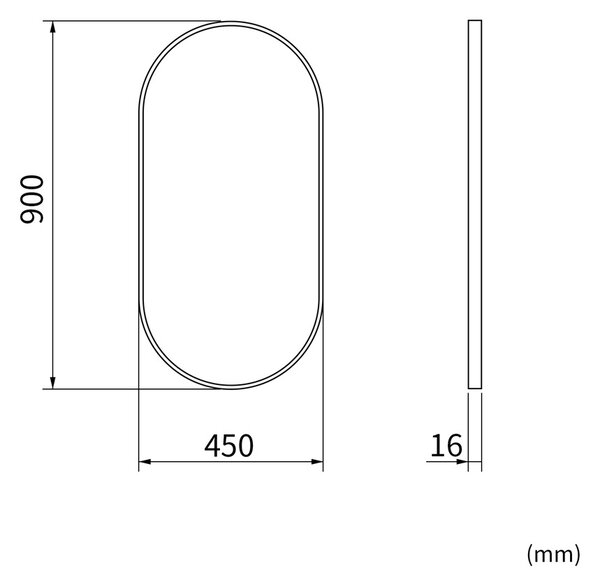 Erga Oval, oglindă ovală 45x90cm, ramă aurie, ERG-V01-OVAL-4590-GD