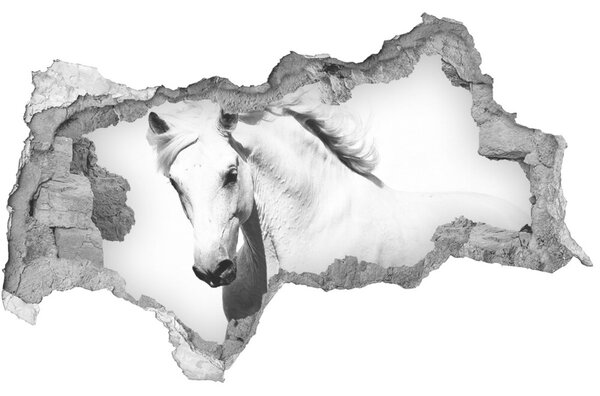Autocolant 3D gaura cu priveliște cal alb