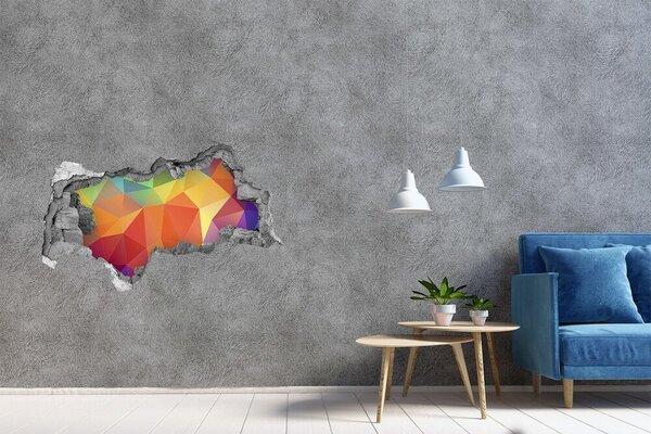 Autocolant un zid spart cu priveliște Geometrie colorată într-o gaură din perete