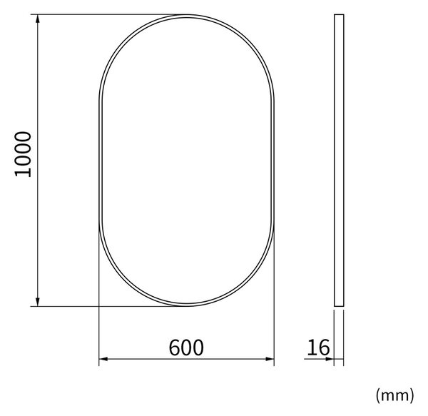 Erga Oval, oglindă ovală 60x100cm, ramă aurie, ERG-V01-OVAL-6010-GD