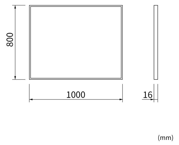Erga Rectangle, oglindă dreptunghiulară 100x80 cm, ramă neagră, ERG-V01-RECTAGLE-1080-BK