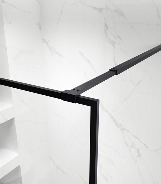 Erga Paris, Paravan de duș Walk-In 60x200 cm cu ramă neagră, sticlă transparentă de 8 mm, profil negru, ERG-V02-PARIS-060x200-BF