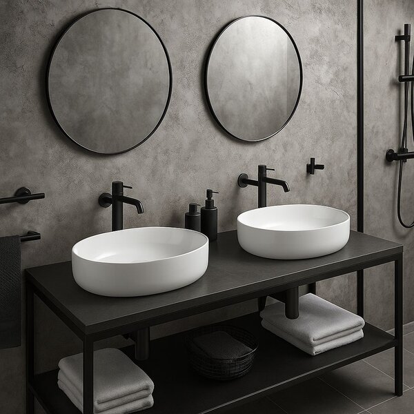 Erga Oval, lavoar de blat 550x400x140 mm, alb lucios, ERG-V03-OVAL55-WH
