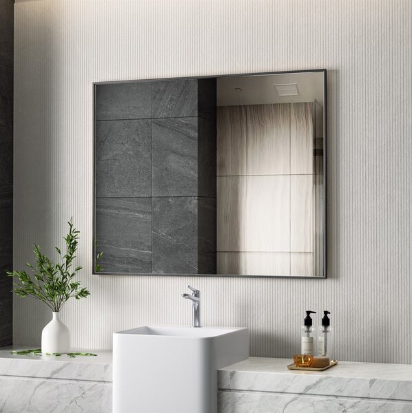 Erga Rectangle, oglindă dreptunghiulară 100x80 cm, ramă neagră, ERG-V01-RECTAGLE-1080-BK