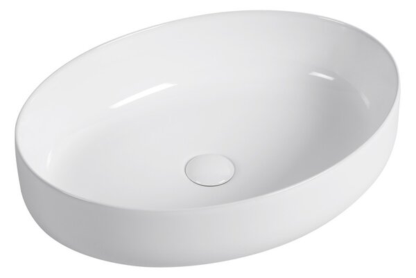 Erga Oval, lavoar de blat 550x400x140 mm, alb lucios, ERG-V03-OVAL55-WH