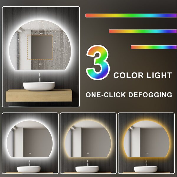 Erga Paloma, oglindă LED 100x80cm, 2415 lm, 3 culori de lumină, ERG-V01-PALOMA-1080-CL