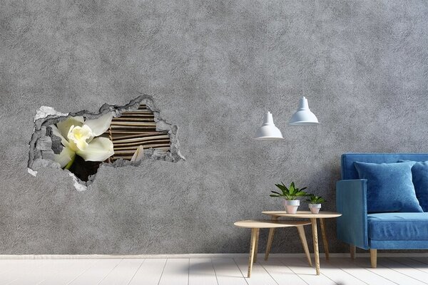 Autocolant de perete gaură 3D O oază florală printre pietre