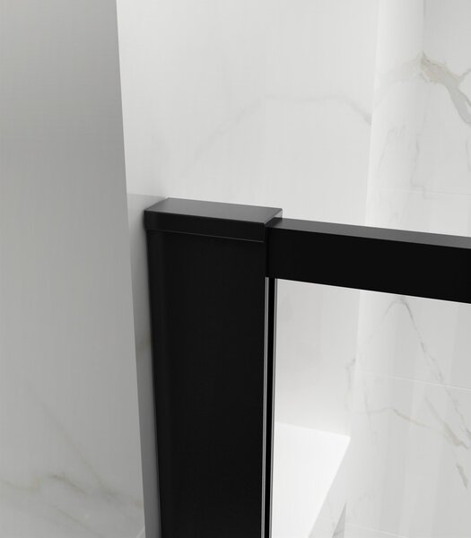 Erga Paris, Paravan de duș Walk-In 60x200 cm cu ramă neagră, sticlă transparentă de 8 mm, profil negru, ERG-V02-PARIS-060x200-BF