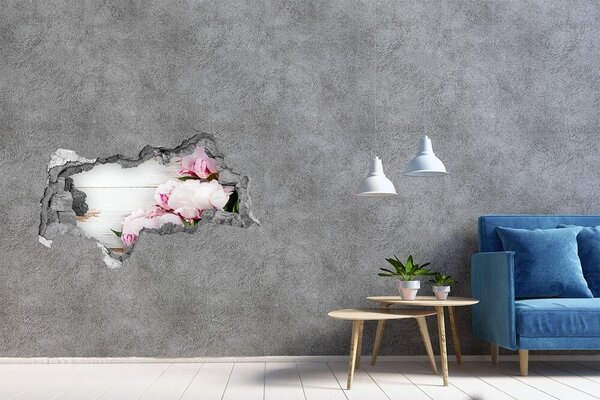 Autocolant 3D gaura cu priveliște Farmec floral într-o gaură de beton