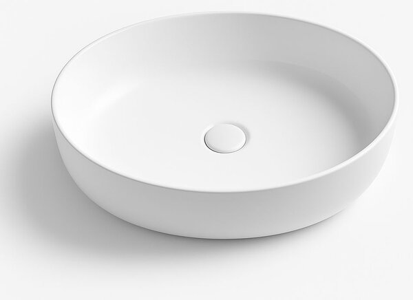 Erga Oval, lavoar de blat 550x400x140 mm, alb lucios, ERG-V03-OVAL55-WH
