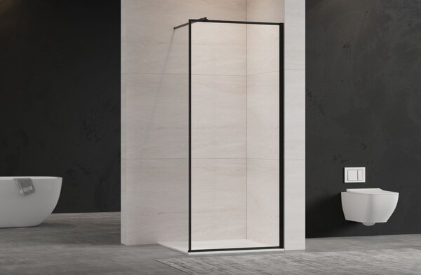 Erga Paris, Paravan de duș Walk-In 60x200 cm cu ramă neagră, sticlă transparentă de 8 mm, profil negru, ERG-V02-PARIS-060x200-BF