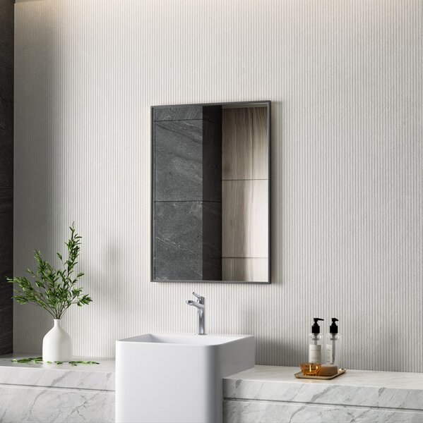 Erga Rectangle, oglindă dreptunghiulară 50x70 cm, ramă neagră, ERG-V01-RECTAGLE-5070-BK