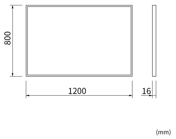 Erga Rectangle, oglindă dreptunghiulară 120x80 cm, ramă neagră, ERG-V01-RECTAGLE-1280-BK