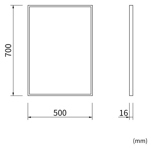 Erga Rectangle, oglindă dreptunghiulară 50x70 cm, ramă neagră, ERG-V01-RECTAGLE-5070-BK