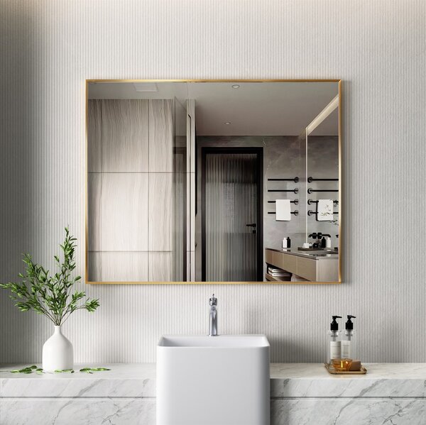 Erga Rectangle, oglindă dreptunghiulară 100x80 cm, ramă aurie, ERG-V01-RECTAGLE-1080-GD