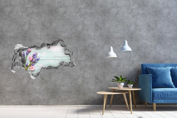 Autocolant 3D gaura cu priveliște Vedere florală prin perete