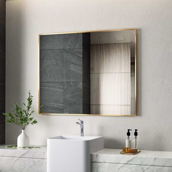 Erga Rectangle, oglindă dreptunghiulară 100x80 cm, ramă aurie, ERG-V01-RECTAGLE-1080-GD