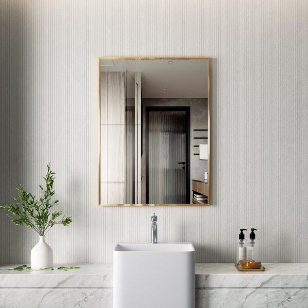 Erga Rectangle, oglindă dreptunghiulară 60x80 cm, ramă aurie, ERG-V01-RECTAGLE-6080-GD