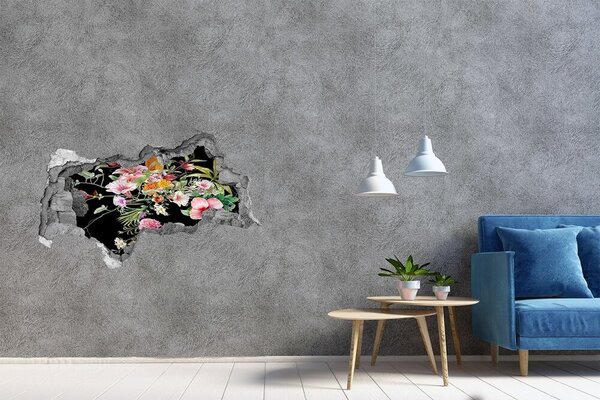 Autocolant gaură 3D Paradis floral cu un papagal
