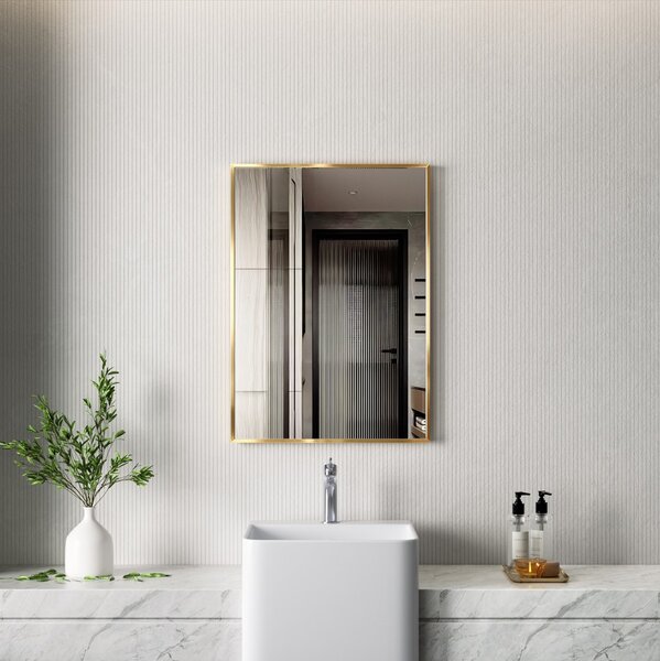 Erga Rectangle, oglindă dreptunghiulară 50x70 cm, ramă aurie, ERG-V01-RECTAGLE-5070-GD