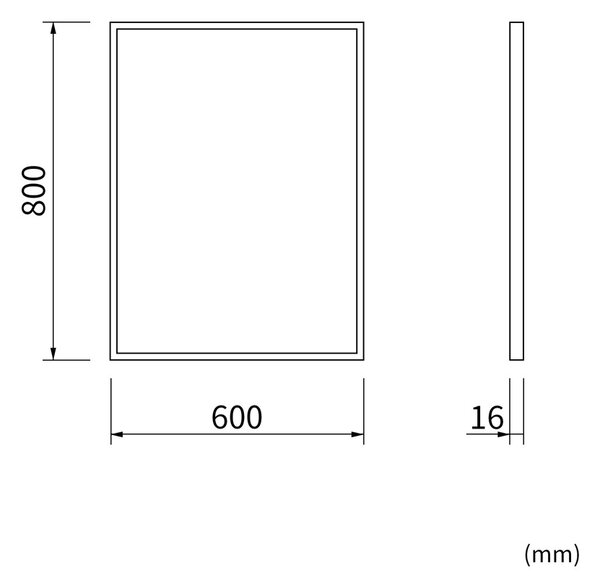 Erga Rectangle, oglindă dreptunghiulară 60x80 cm, ramă aurie, ERG-V01-RECTAGLE-6080-GD
