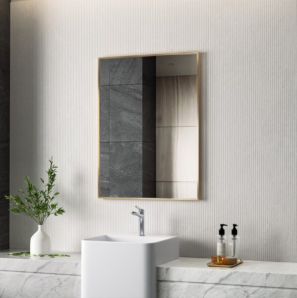 Erga Rectangle, oglindă dreptunghiulară 60x80 cm, ramă aurie, ERG-V01-RECTAGLE-6080-GD