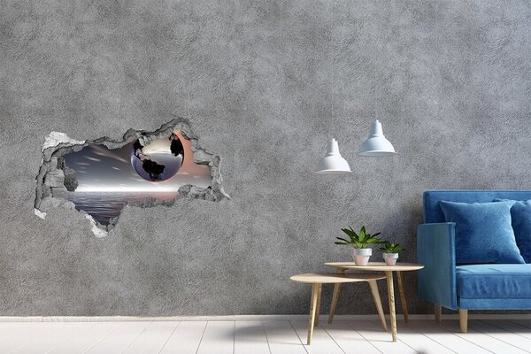 Fototapet 3D gaură în perete O realitate distrusă cu vedere la ocean