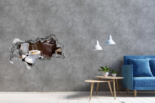 Fototapet 3D gaură în perete Cafea într-o cafenea