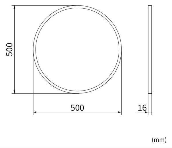Erga Round, oglindă rotundă 50cm, ramă neagră, ERG-V01-ROUND-5050-BK