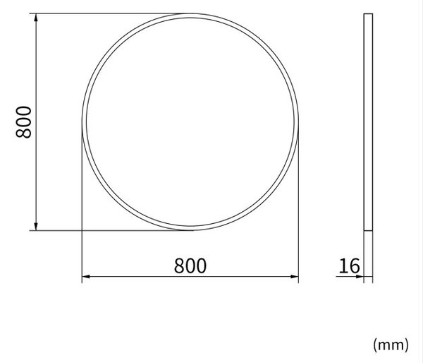 Erga Round, oglindă rotundă 80cm, ramă neagră, ERG-V01-ROUND-8080-BK