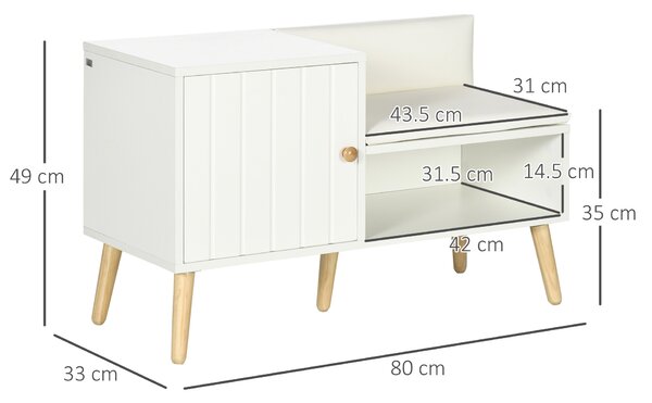 HOMCOM Bancă Dulap pentru Pantofi cu Scaun Căptușit, Raft Deschis și Dulăpior, 80x33x49 cm, Alb | Aosom Romania