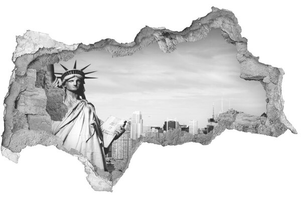 Fototapet 3D gaură în perete Statuia Libertății din New York
