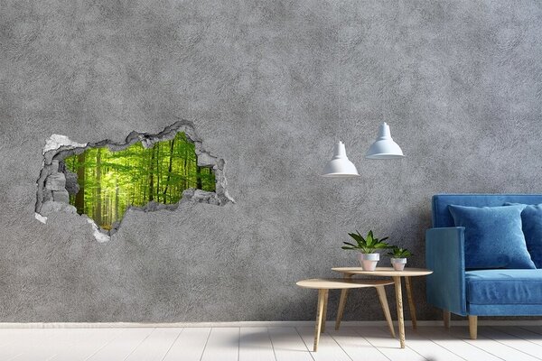 Autocolant gaură 3D Pădurea verde în lumina soarelui