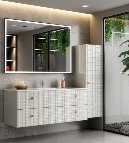 Erga Samira, oglindă LED 120x80cm în ramă neagră, 3105 lm, 3 culori de lumină, iluminare față/spate, ERG-V01-SAMIRA-1280-BK