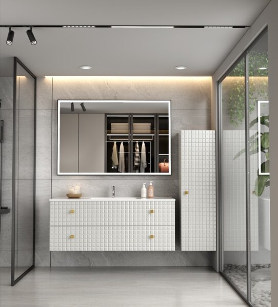 Erga Samira, oglindă LED 120x80cm în ramă neagră, 3105 lm, 3 culori de lumină, iluminare față/spate, ERG-V01-SAMIRA-1280-BK