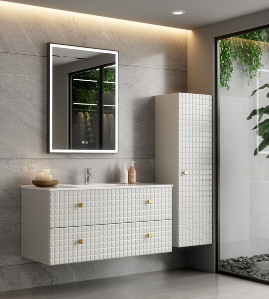 Erga Samira, oglindă LED 60x80cm cu ramă neagră, 2185 lm, 3 culori de lumină, iluminare față/spate, ERG-V01-SAMIRA-6080-BK