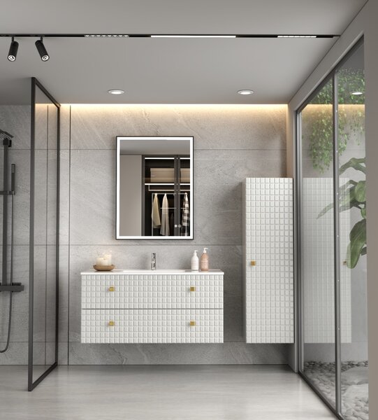 Erga Samira, oglindă LED 60x80cm cu ramă neagră, 2185 lm, 3 culori de lumină, iluminare față/spate, ERG-V01-SAMIRA-6080-BK