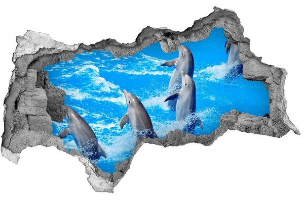 Autocolant 3D gaura cu priveliște delfini