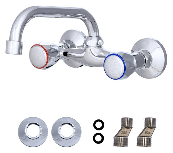 Gamma CLASIC C, baterie lavoar / bucătărie cu cioc de scurgere 20cm, 150 mm, cromat, GMA-BCCS-C-CH