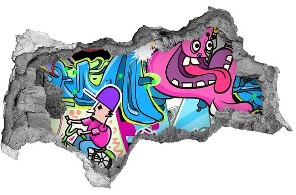 Autocolant de perete gaură 3D graffiti